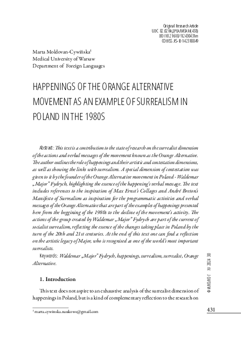 (PDF) HAPPENINGS OF THE ORANGE ALTERNATIVE MOVEMENT AS AN EXAMPLE OF ...