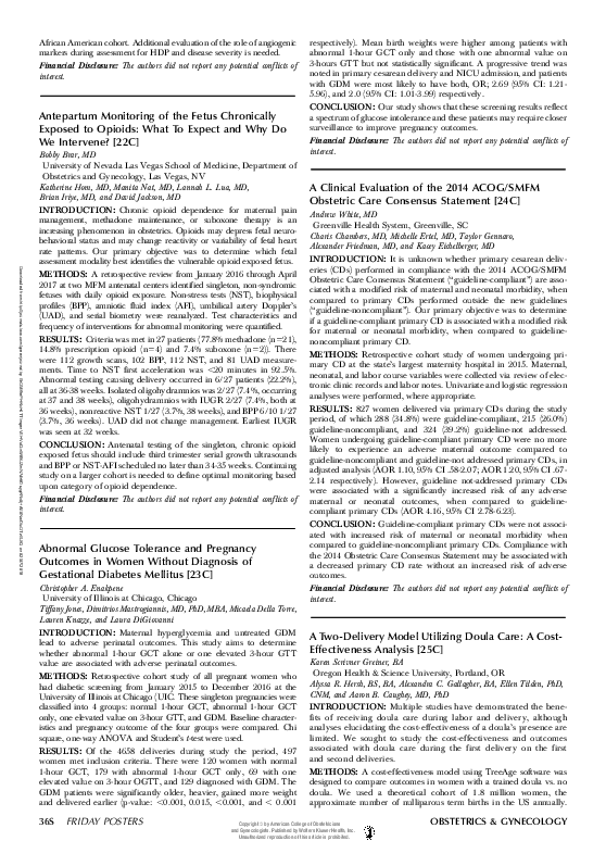 (PDF) Abnormal Glucose Tolerance and Pregnancy Outcomes in Women ...