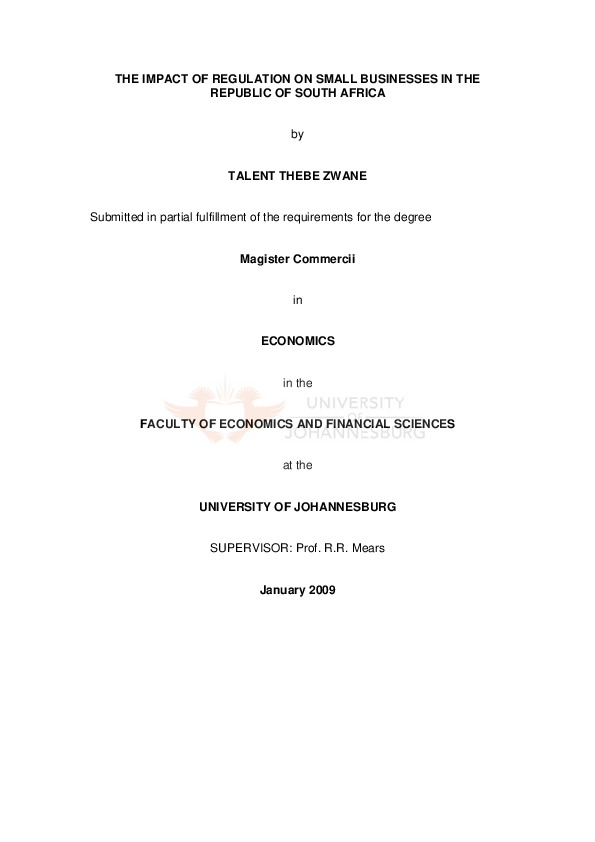 (PDF) The impact of regulation on small businesses in the Republic of ...