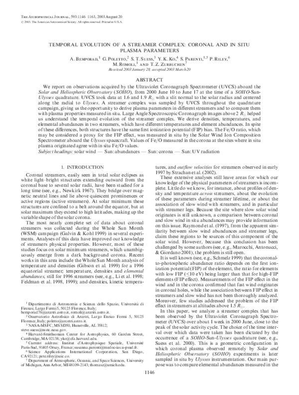 (PDF) Temporal Evolution of a Streamer Complex: Coronal and in Situ ...