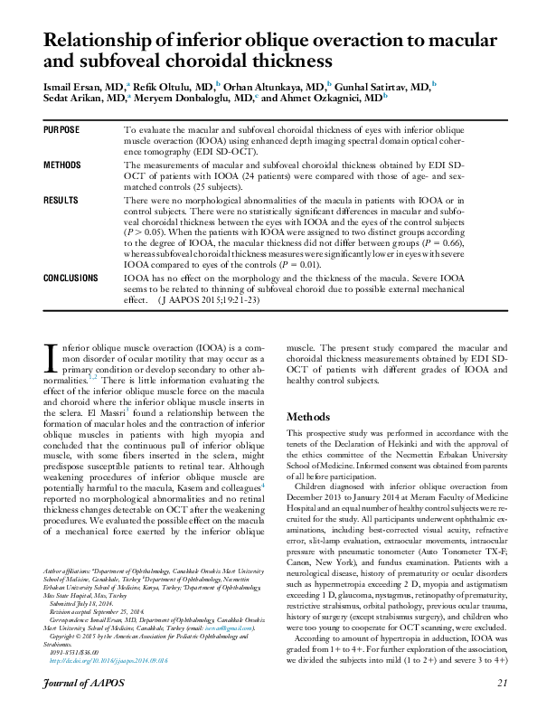 (PDF) Relationship of inferior oblique overaction to muscle bulk and ...