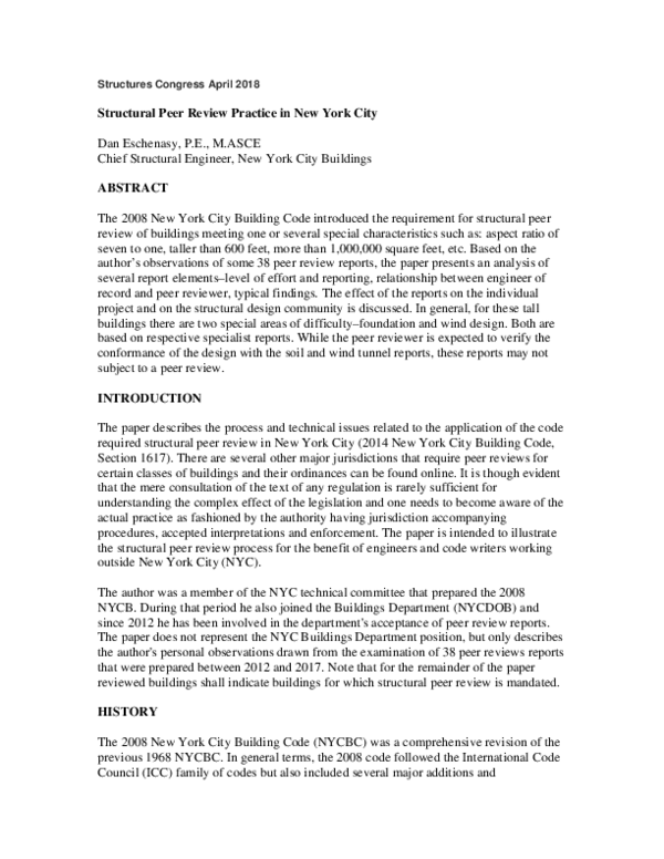 (PDF) Structural Peer Review Practice in New York City