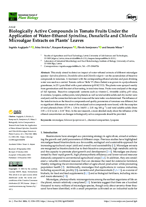 (PDF) Biologically Active Compounds in Tomato Fruits Under the ...