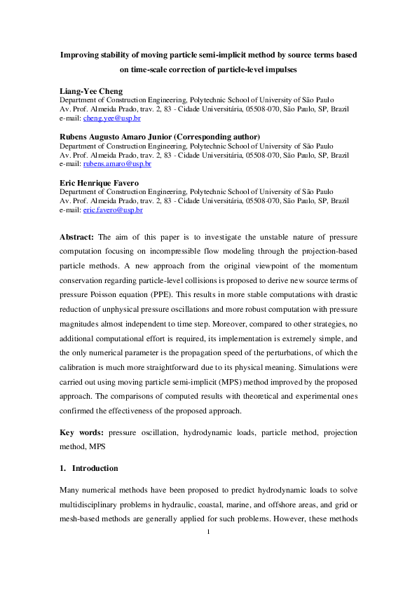 (PDF) Improving stability of moving particle semi-implicit method by ...