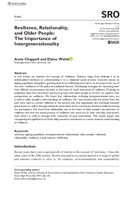 (PDF) Resilience, Relationality, and Older People: The Importance of ...