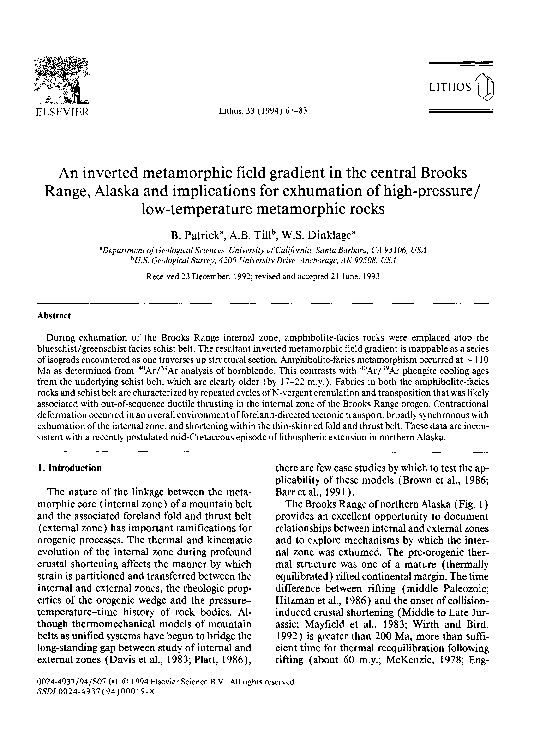 (PDF) An inverted metamorphic field gradient in the central Brooks ...