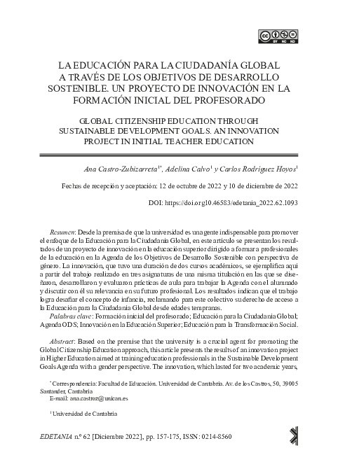 (PDF) La educación para la ciudadanía global a través de los Objetivos ...