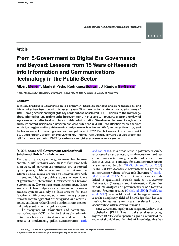(PDF) From E-Government to Digital Era Governance and Beyond : Lessons ...