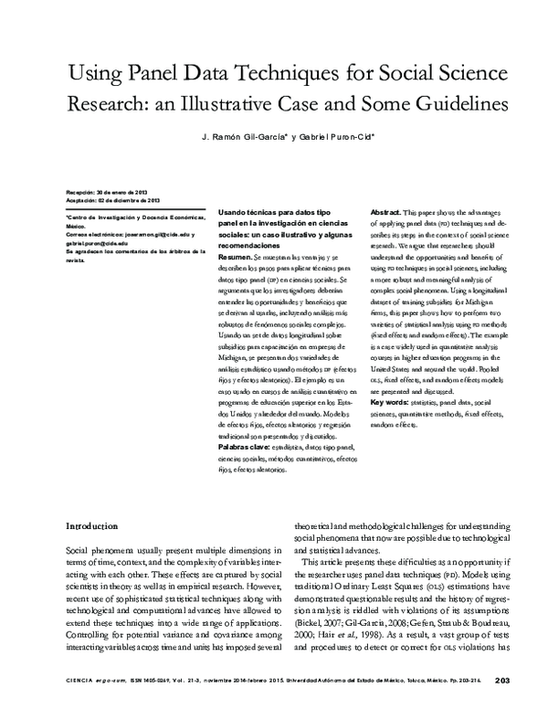 (PDF) Usando técnicas para datos tipo panel en la investigación en ...