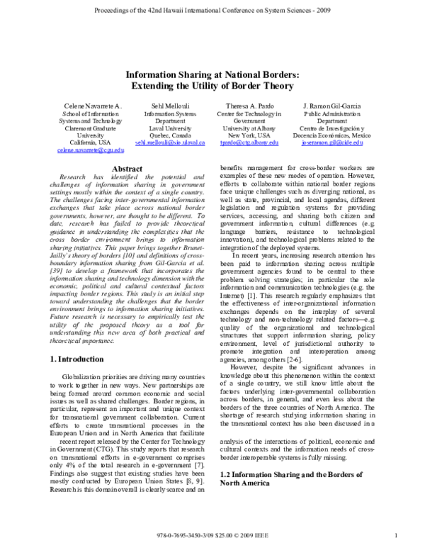 (PDF) Information Sharing at National Borders: Extending the Utility of ...