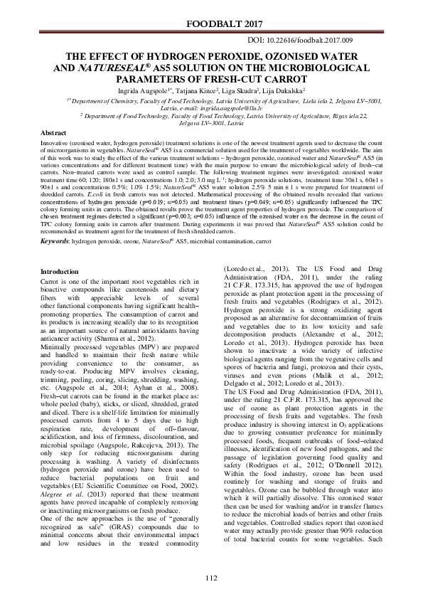 (PDF) THE EFFECT OF HYDROGEN PEROXIDE, OZONISED WATER AND NATURESEAL ...