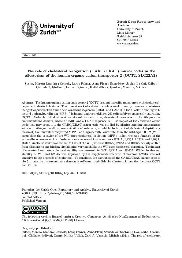 (PDF) The role of cholesterol recognition (CARC/CRAC) mirror codes in ...