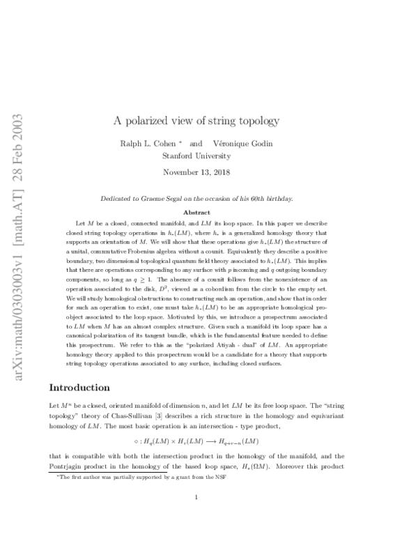 (PDF) A polarized view of string topology