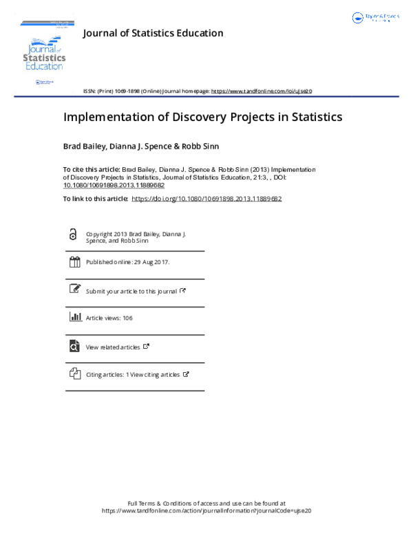 (PDF) Implementation of Discovery Projects in Statistics