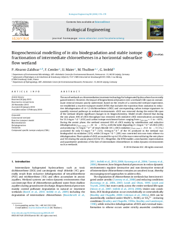 (PDF) Biogeochemical modelling of in situ biodegradation and stable ...
