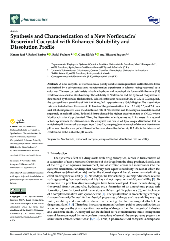 (PDF) Synthesis and Characterization of a New Norfloxacin/Resorcinol ...