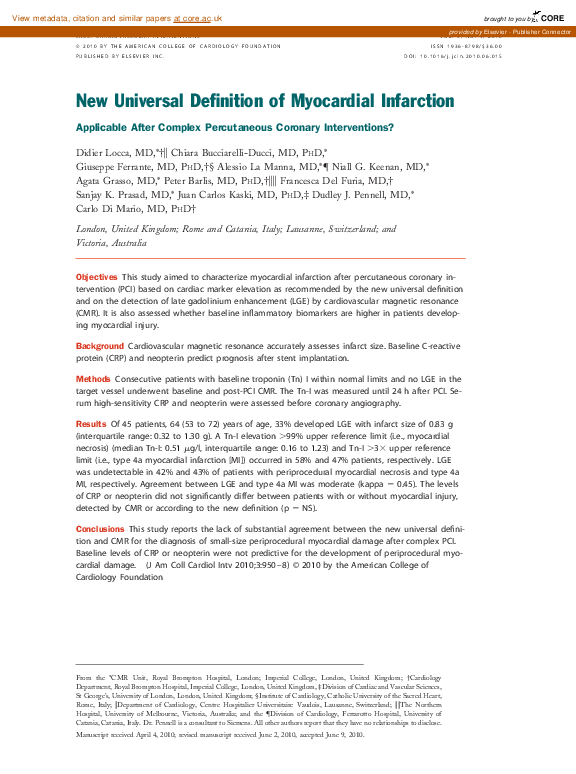 (PDF) New Universal Definition of Myocardial Infarction