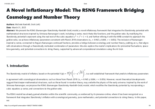 (PDF) A Novel Inflationary Model: The RSNG Framework Bridging Cosmology ...
