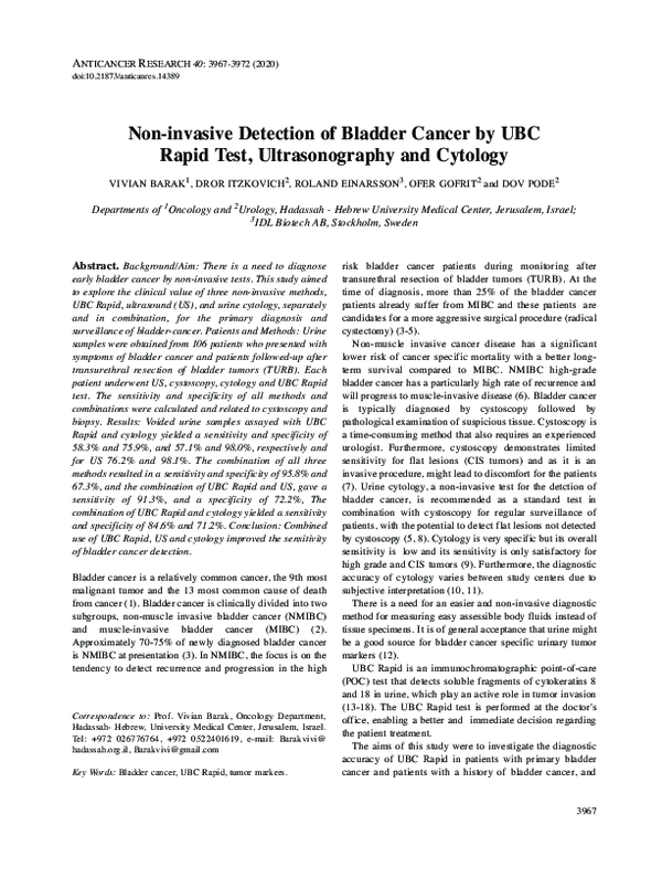 (PDF) Non-invasive Detection of Bladder Cancer by UBC Rapid Test ...