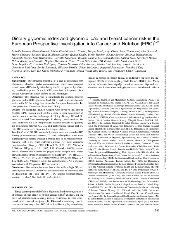(PDF) Dietary glycemic index and glycemic load and breast cancer risk ...