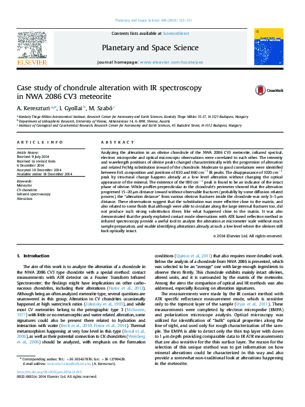 (PDF) Case study of chondrule alteration with IR spectroscopy in NWA ...