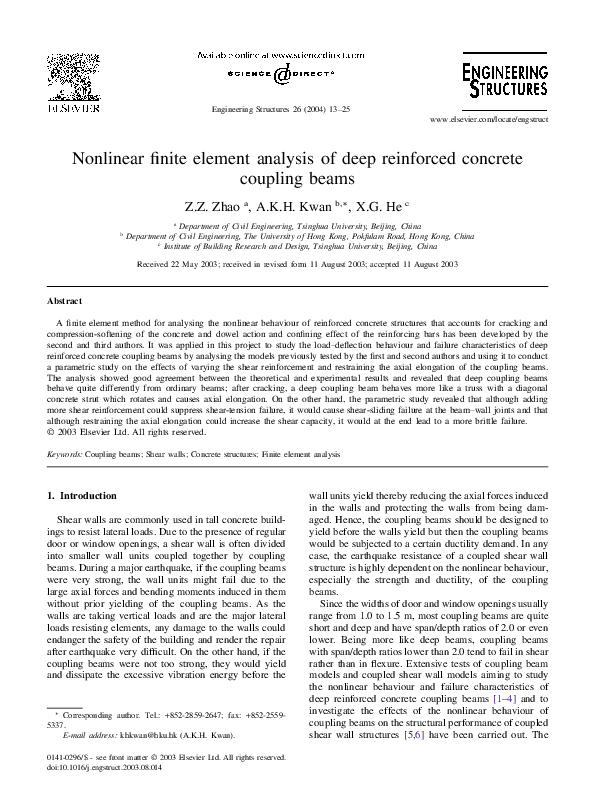(PDF) Nonlinear finite element analysis of deep reinforced concrete ...