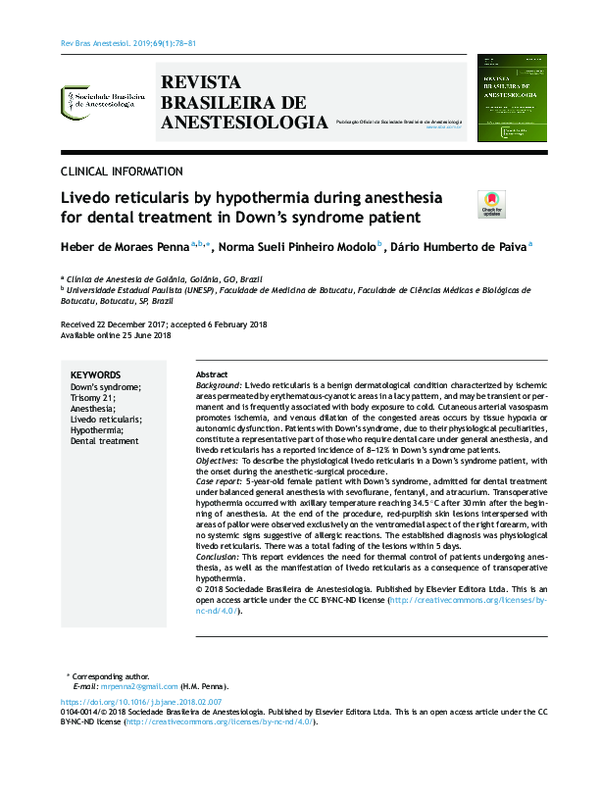 (PDF) Livedo reticularis by hypothermia during anesthesia for dental ...
