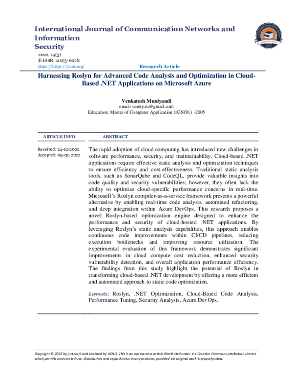 (PDF) Harnessing Roslyn for Advanced Code Analysis and Optimization in ...