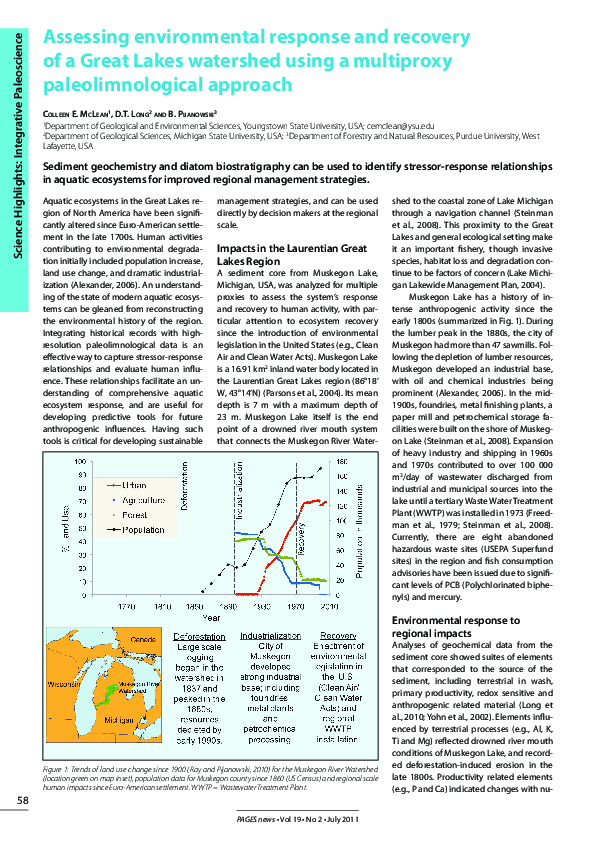 (PDF) Assessing environmental response and recovery of a Great Lakes ...