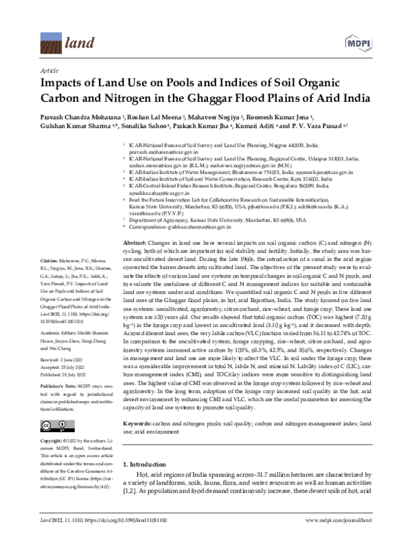 (PDF) Impacts of Land Use on Pools and Indices of Soil Organic Carbon ...