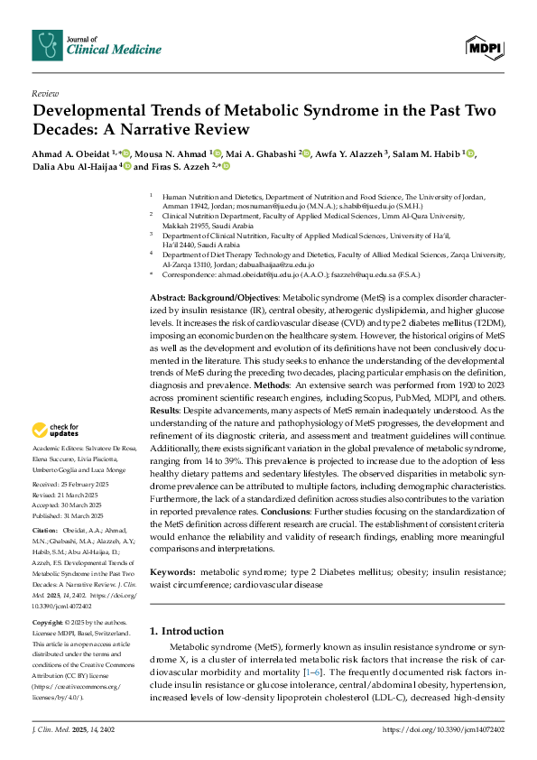 (PDF) Developmental Trends of Metabolic Syndrome in the Past Two ...