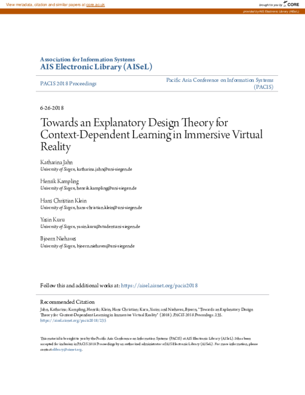 (PDF) Towards an Explanatory Design Theory for Context-Dependent ...