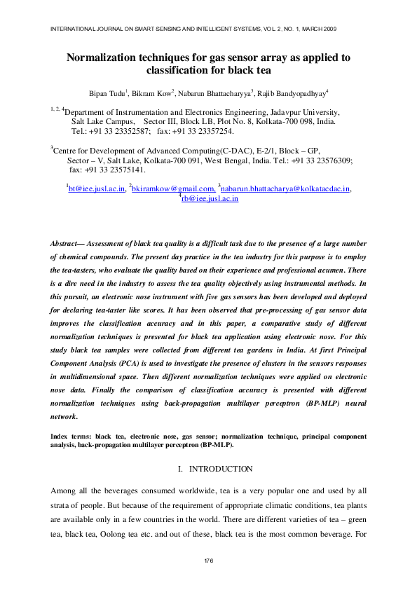 (PDF) Normalization techniques for gas sensor array as applied to ...
