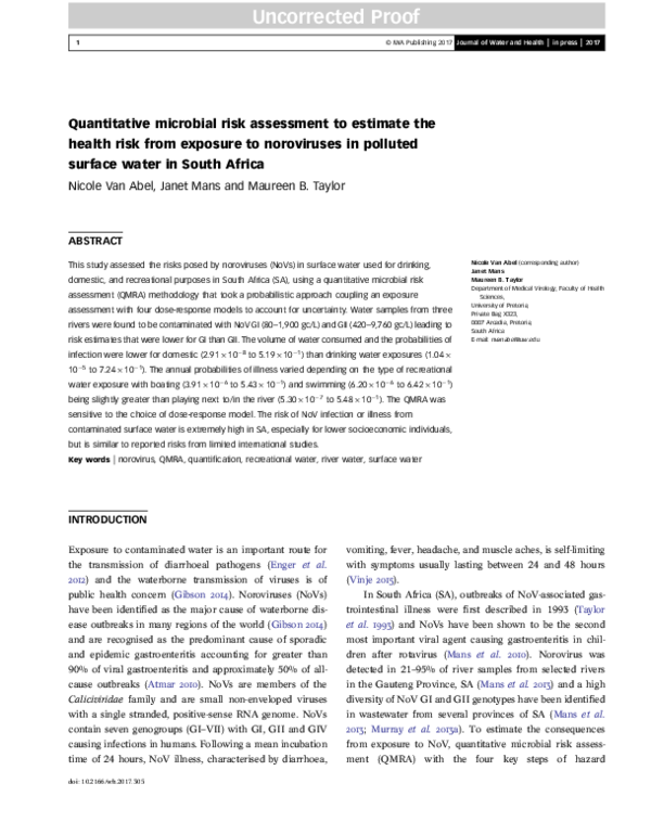 (PDF) Quantitative microbial risk assessment to estimate annual ...