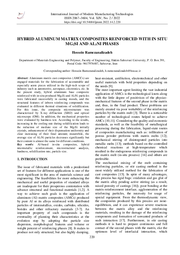 (PDF) Hybrid Aluminum Matrix Composites Reinforced with in Situ MG2SI ...