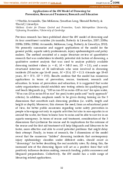 (PDF) Application for the 4W Model of Drowning for Prevention, Rescue ...