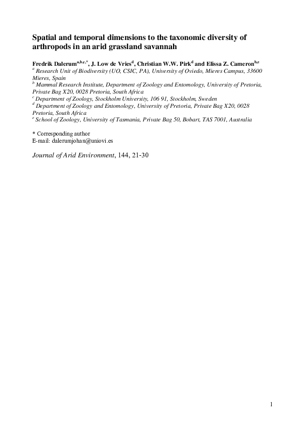 (PDF) Spatial and temporal dimensions to the taxonomic diversity of ...