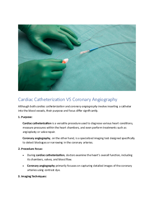 (PDF) Cardiac Catheterization VS Coronary Angiography