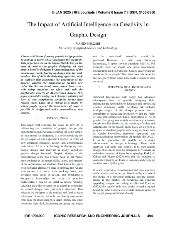 (PDF) The Impact of Artificial Intelligence on Creativity in Graphic Design