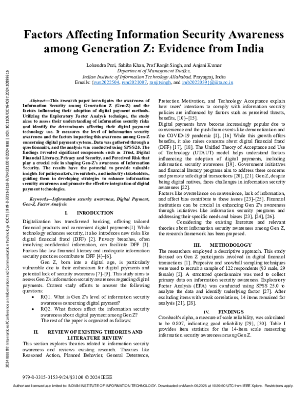 (PDF) Factors Affecting Information Security Awareness among Generation ...
