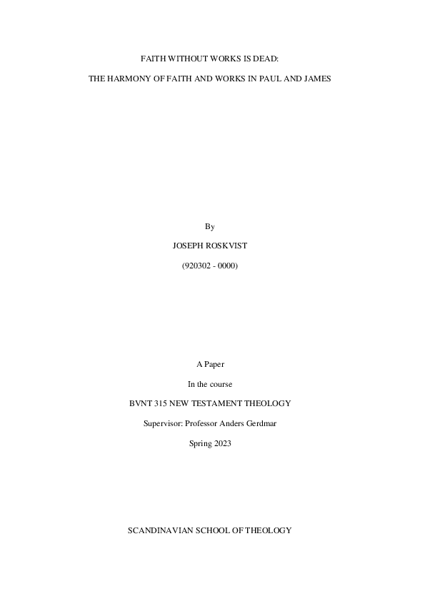 (PDF) Faith Without Works Is Dead: The Harmony of Faith and Works In ...