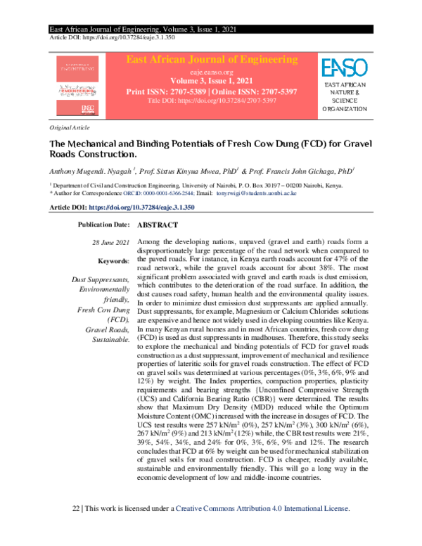 (PDF) The Mechanical and Binding Potentials of Fresh Cow Dung (FCD) for ...