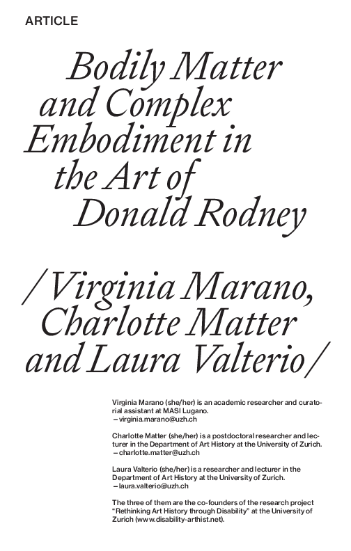 (PDF) Bodily Matter and Complex Embodiment in the Art of Donald Rodney