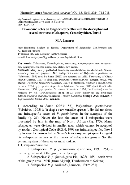 (PDF) Taxonomic notes on longhorned beetles with the descriptions of ...