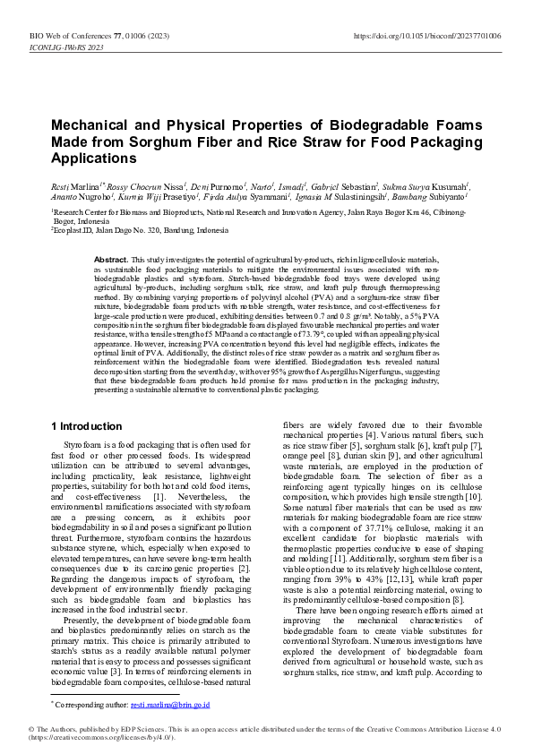 (PDF) Mechanical and Physical Properties of Biodegradable Foams Made ...