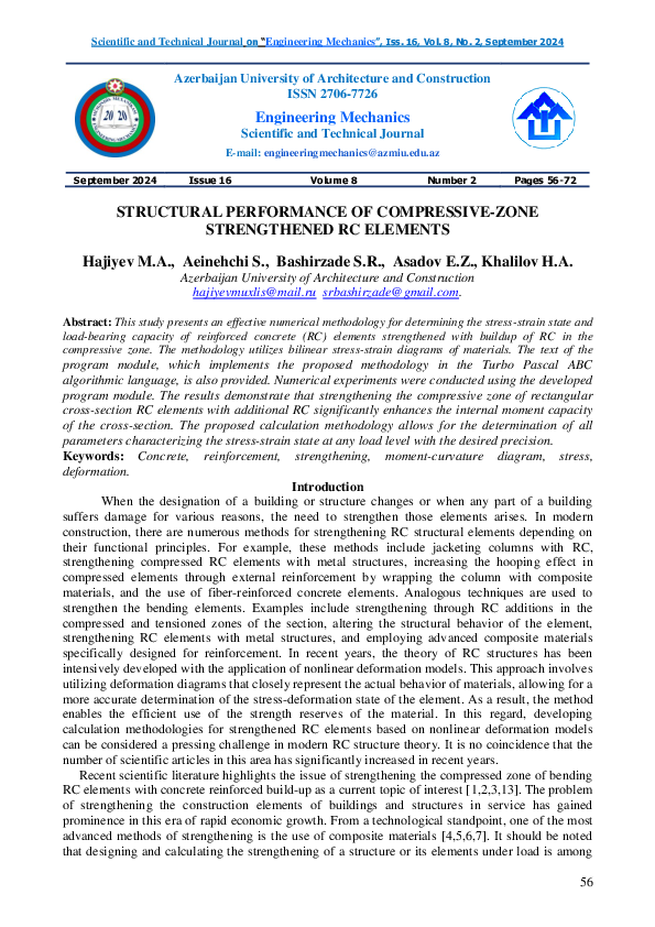 (PDF) Structural performance of compressive zone strengthened RC elements