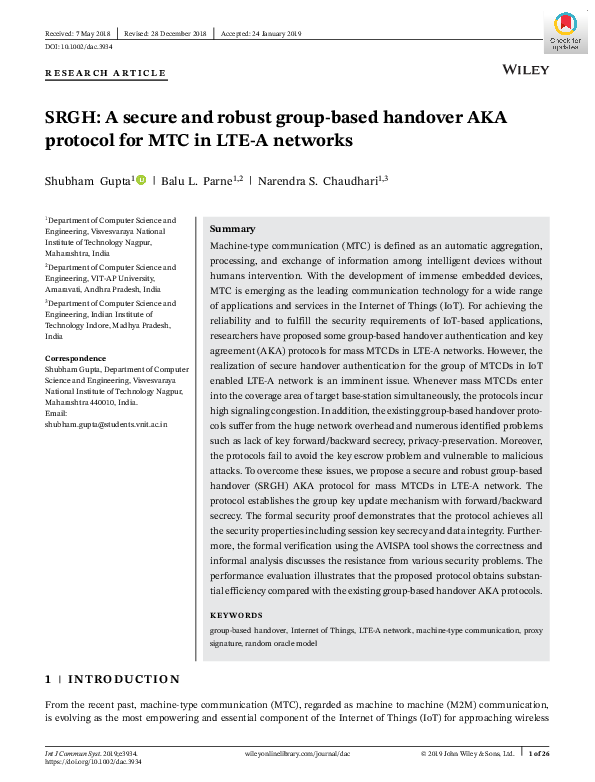 (PDF) SRGH: A secure and robust group-based handover AKA protocol for ...