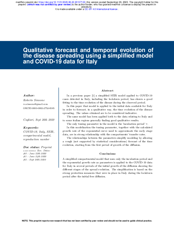(PDF) Qualitative forecast and temporal evolution of the disease ...