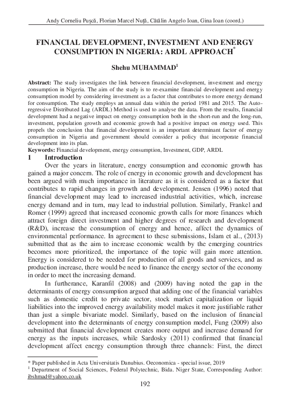 (PDF) Financial Development, Investment and Energy Consumption in ...