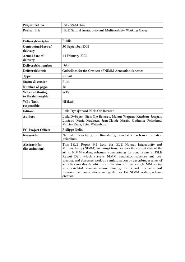 (PDF) Guidelines for the Creation of NIMM Annotation Schemes